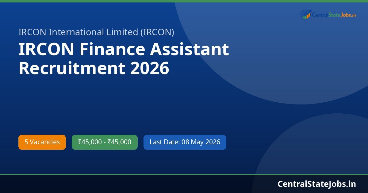 IRCON Finance Assistant Recruitment 2026