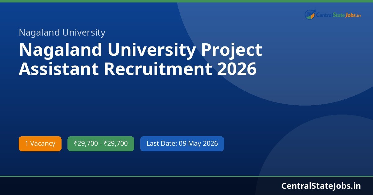 Nagaland University Project Assistant Recruitment 2026