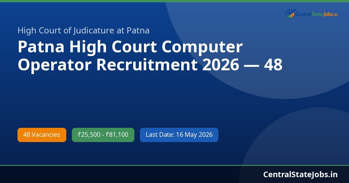 Patna High Court Computer Operator Recruitment 2026 — 48 Vacancies