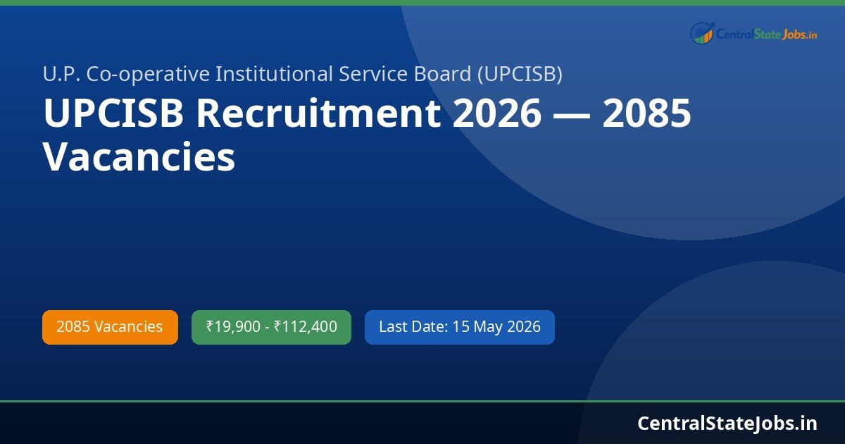 UPCISB Recruitment 2026 — 2085 Vacancies