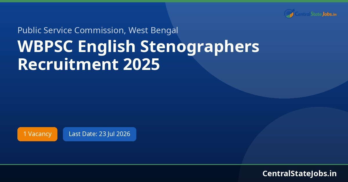 WBPSC English Stenographers Recruitment 2025
