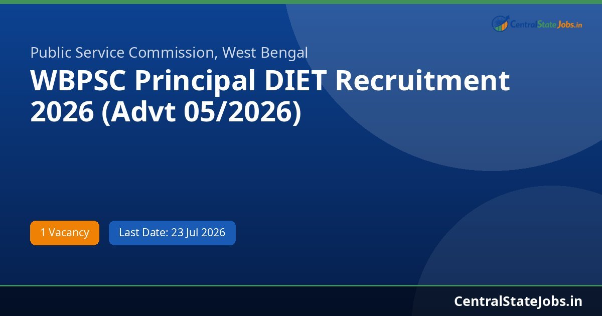 WBPSC Principal DIET Recruitment 2026 (Advt 05/2026)