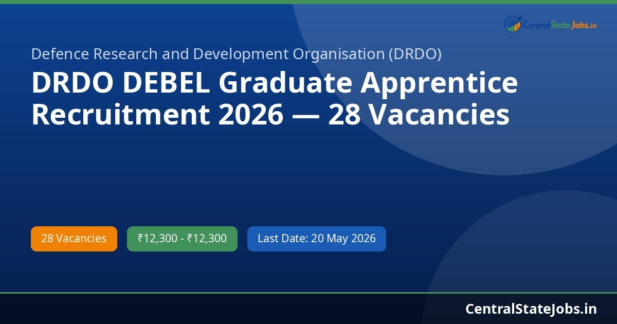 DRDO DEBEL Graduate Apprentice Recruitment 2026 — 28 Vacancies