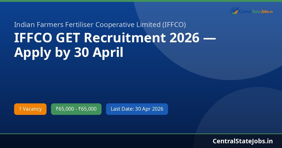 IFFCO GET Recruitment 2026 — Apply by 30 April