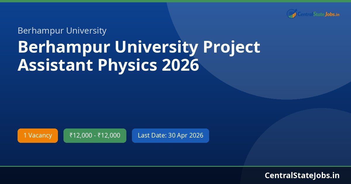 Berhampur University Project Assistant Physics 2026