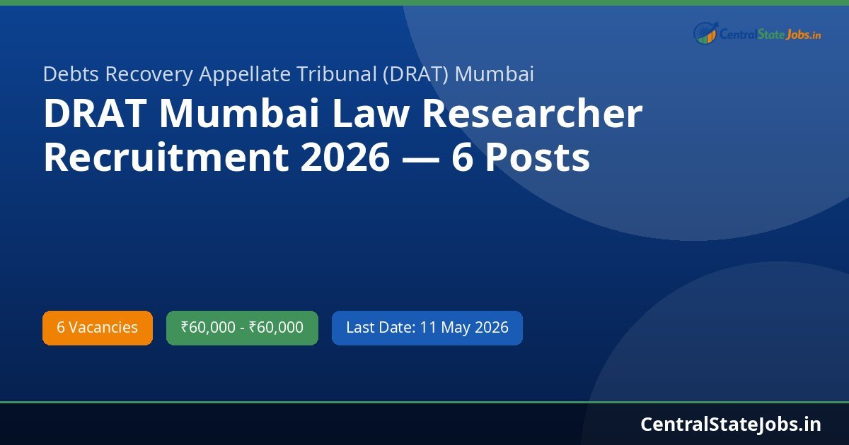 DRAT Mumbai Law Researcher Recruitment 2026 — 6 Posts