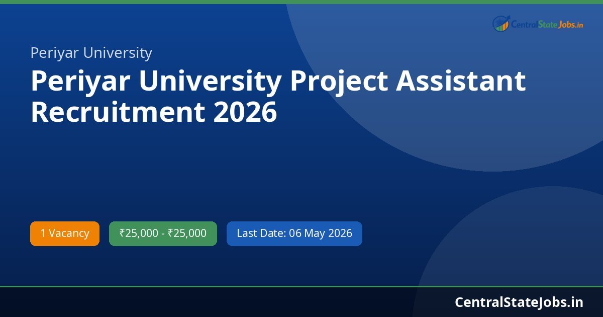 Periyar University Project Assistant Recruitment 2026