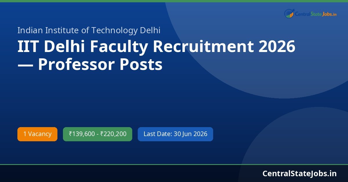 IIT Delhi Faculty Recruitment 2026 — Professor Posts