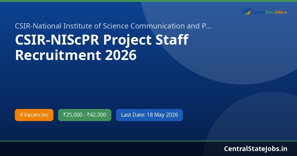CSIR-NIScPR Project Staff Recruitment 2026