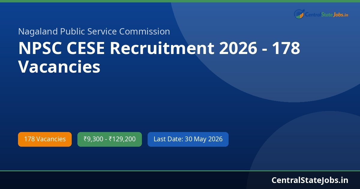 NPSC CESE Recruitment 2026 - 178 Vacancies