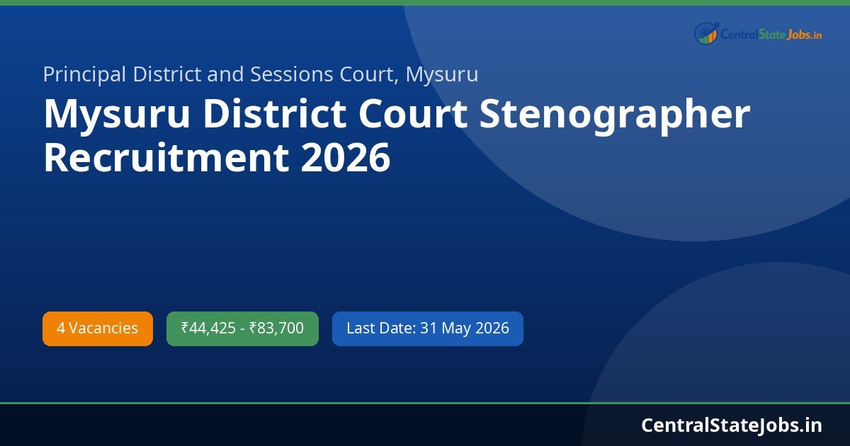 Mysuru District Court Stenographer Recruitment 2026