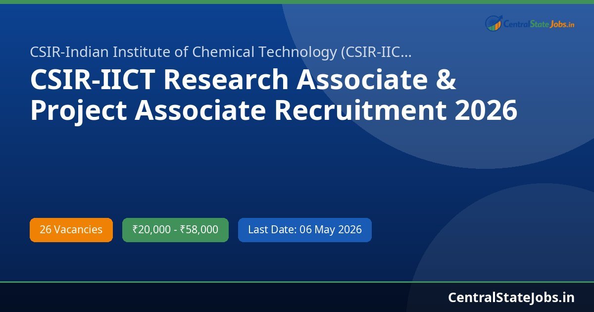 CSIR-IICT Research Associate & Project Associate Recruitment 2026