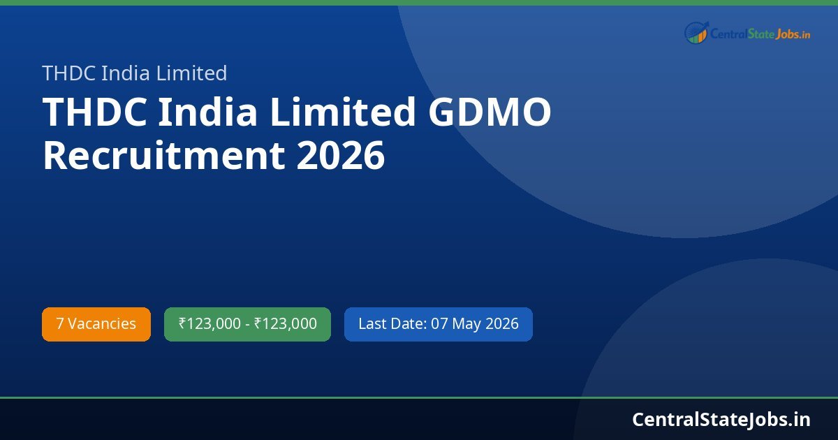 THDC India Limited GDMO Recruitment 2026