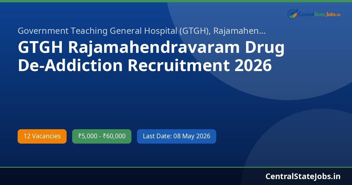 GTGH Rajamahendravaram Drug De-Addiction Recruitment 2026