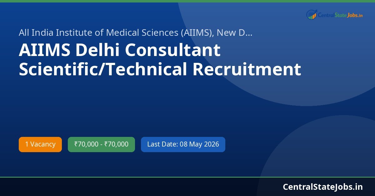AIIMS Delhi Consultant Scientific/Technical Recruitment 2026