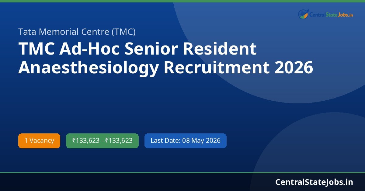 TMC Ad-Hoc Senior Resident Anaesthesiology Recruitment 2026