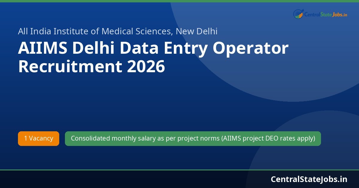 AIIMS Delhi Data Entry Operator Recruitment 2026
