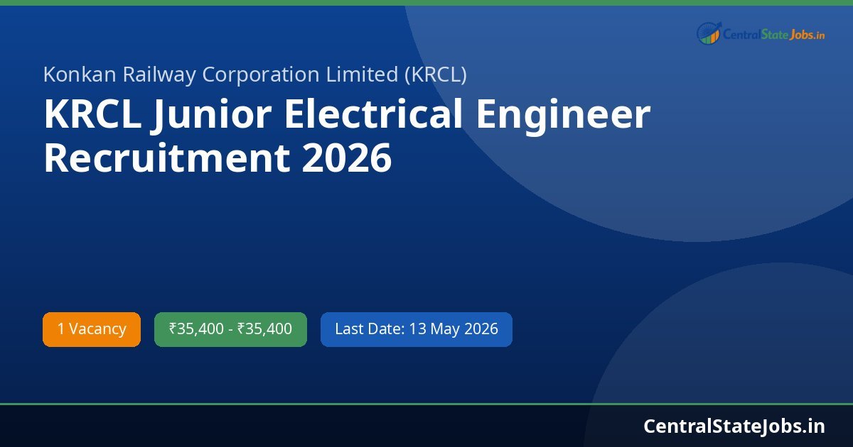 KRCL Junior Electrical Engineer Recruitment 2026