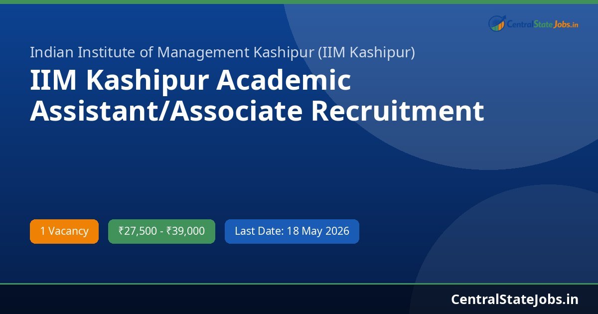 IIM Kashipur Academic Assistant/Associate Recruitment 2026