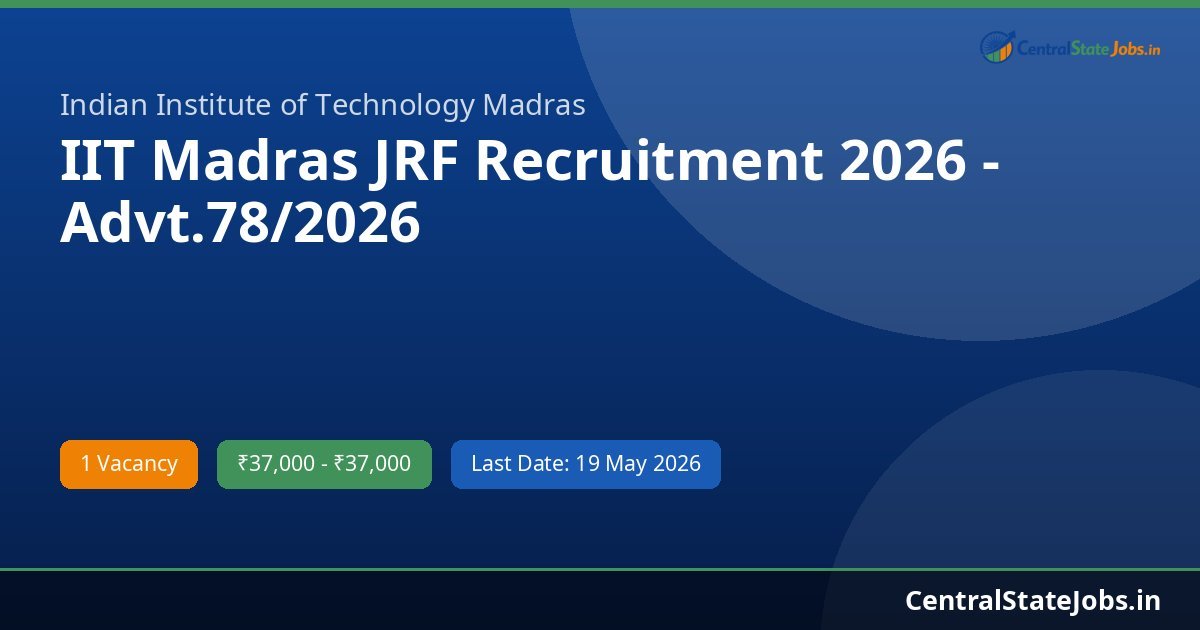 IIT Madras JRF Recruitment 2026 - Advt.78/2026
