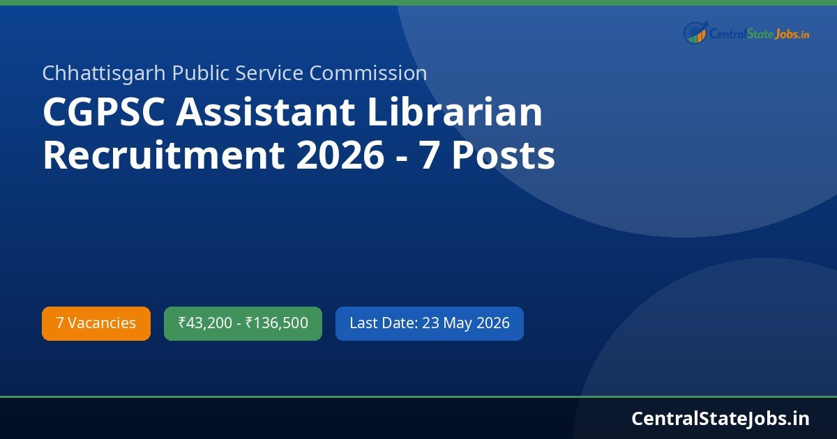 CGPSC Assistant Librarian Recruitment 2026 - 7 Posts