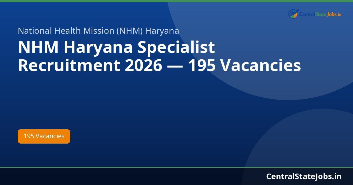 NHM Haryana Specialist Recruitment 2026 — 195 Vacancies
