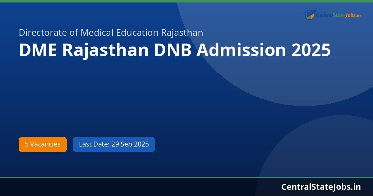 DME Rajasthan DNB Admission 2025