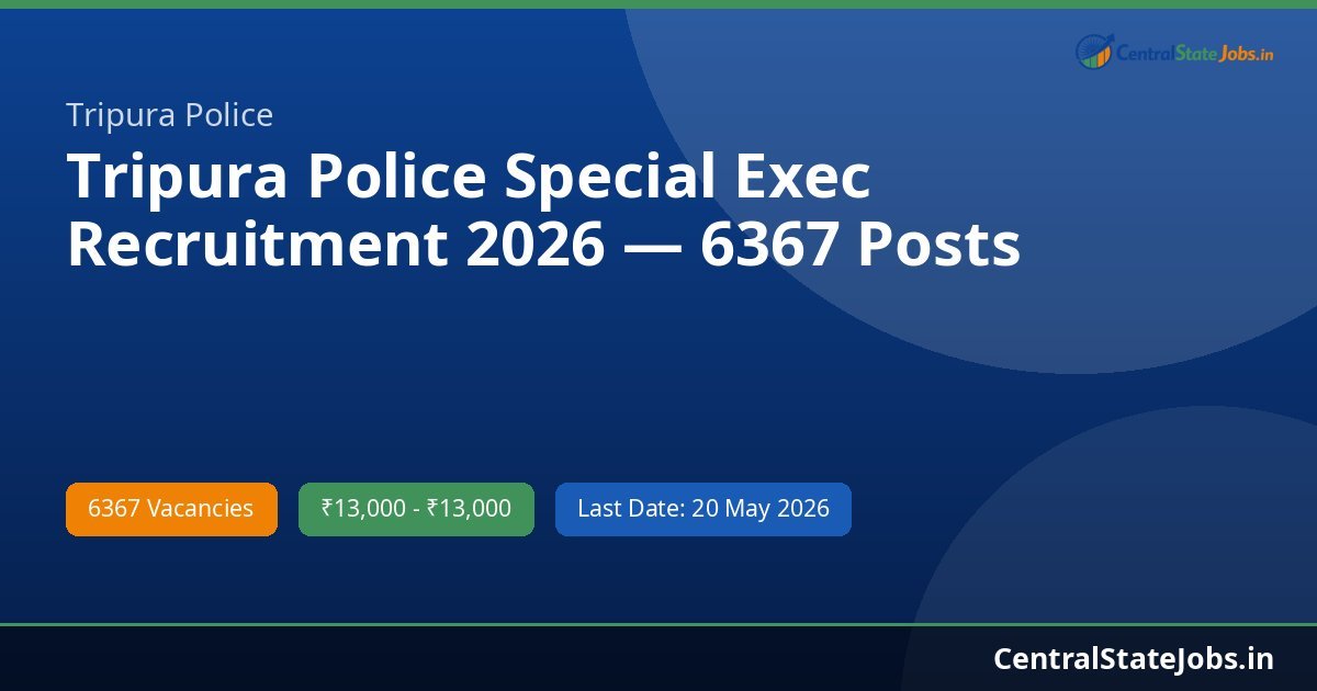 Tripura Police Special Exec Recruitment 2026 — 6367 Posts