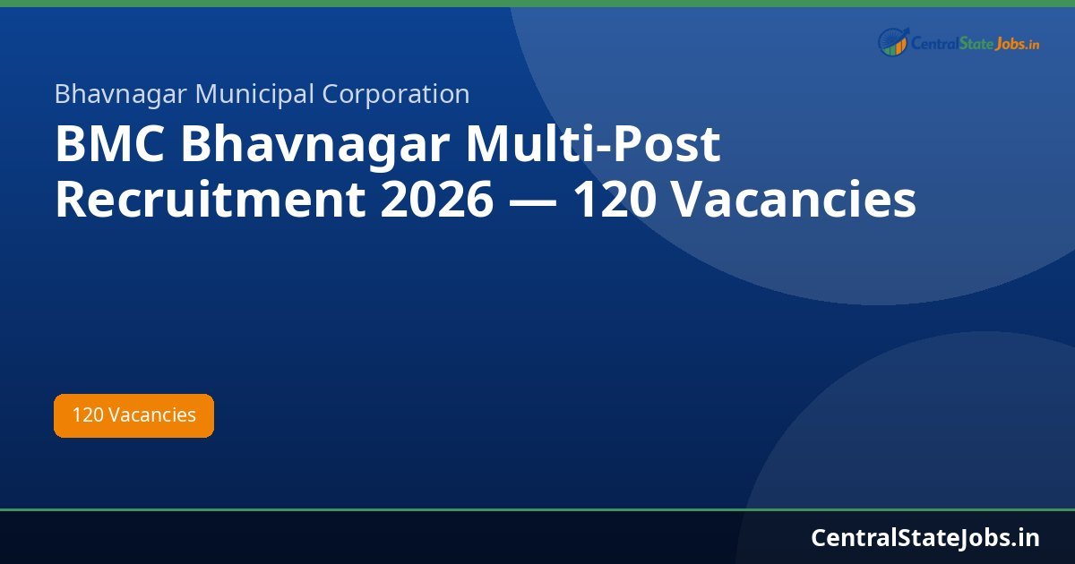 BMC Bhavnagar Multi-Post Recruitment 2026 — 120 Vacancies