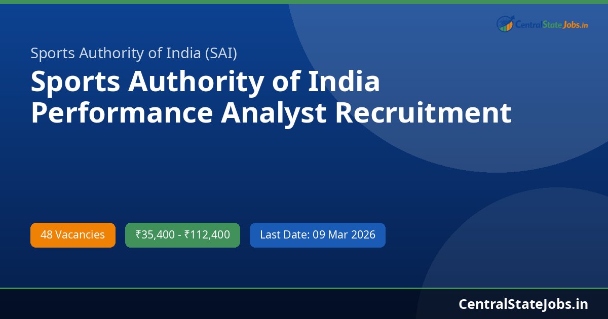 Sports Authority of India Performance Analyst Recruitment 2026