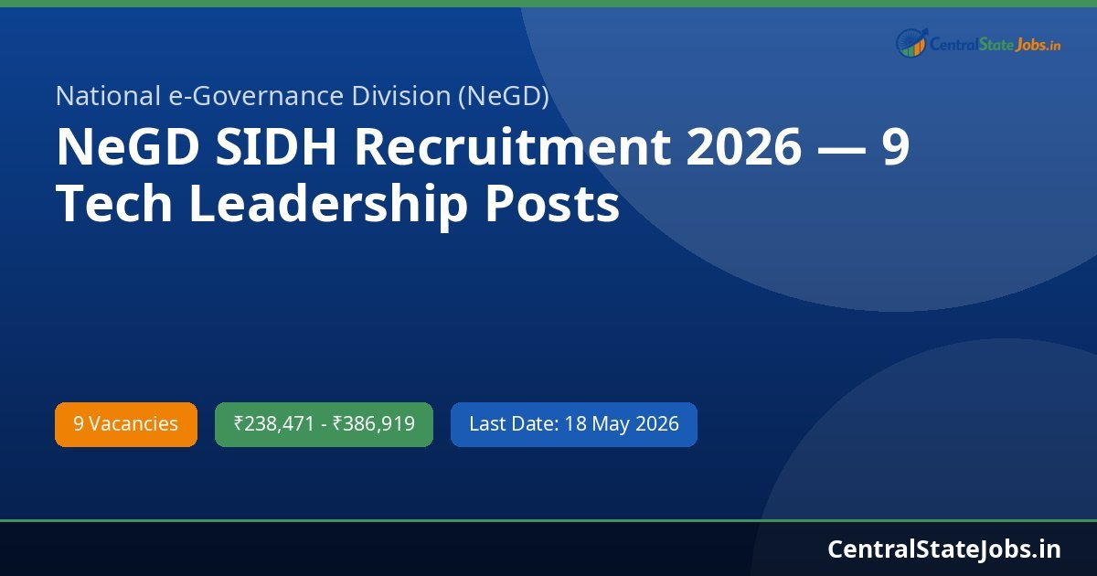 NeGD SIDH Recruitment 2026 — 9 Tech Leadership Posts