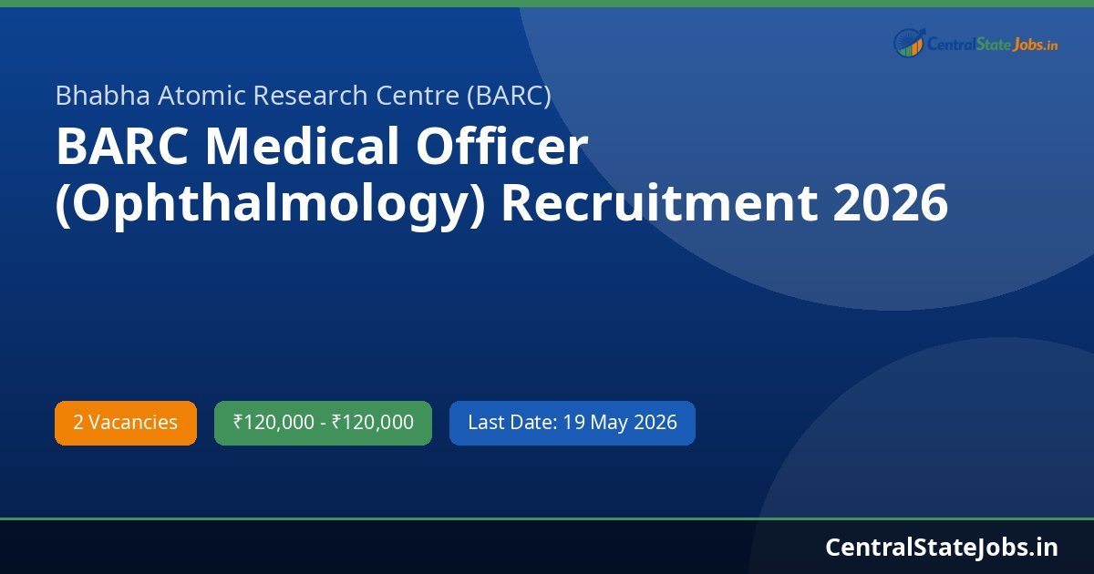 BARC Medical Officer (Ophthalmology) Recruitment 2026