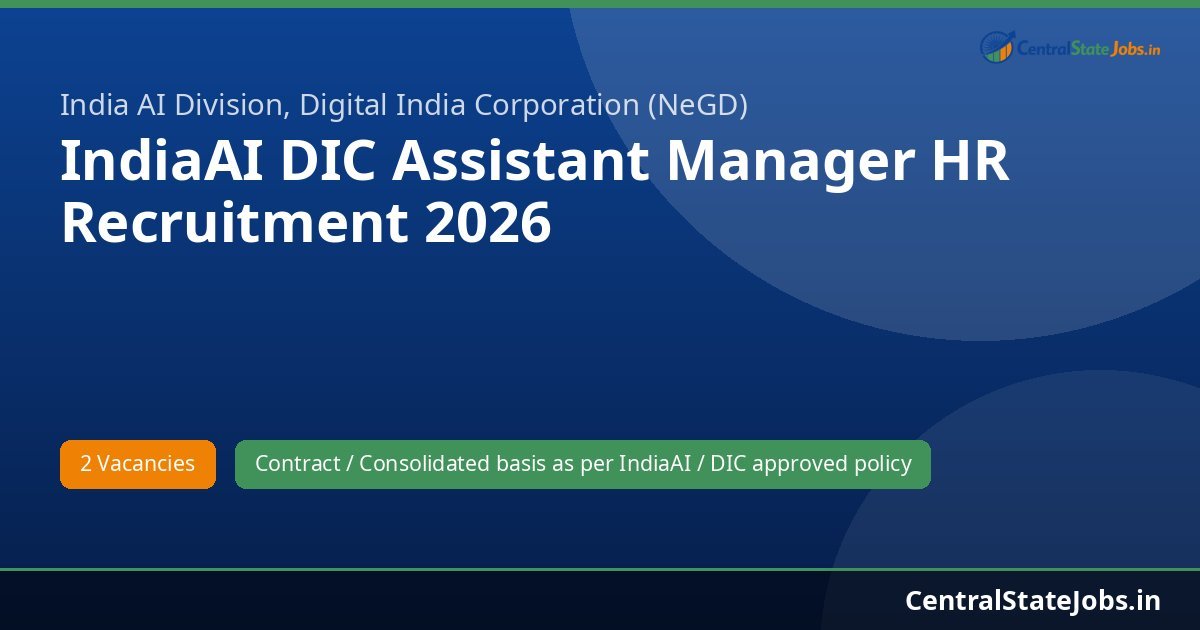 IndiaAI DIC Assistant Manager HR Recruitment 2026