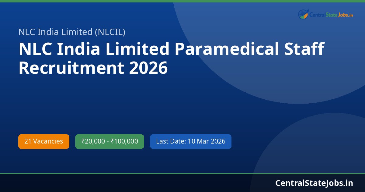 NLC India Limited Paramedical Staff Recruitment 2026
