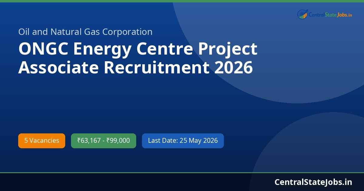 ONGC Energy Centre Project Associate Recruitment 2026