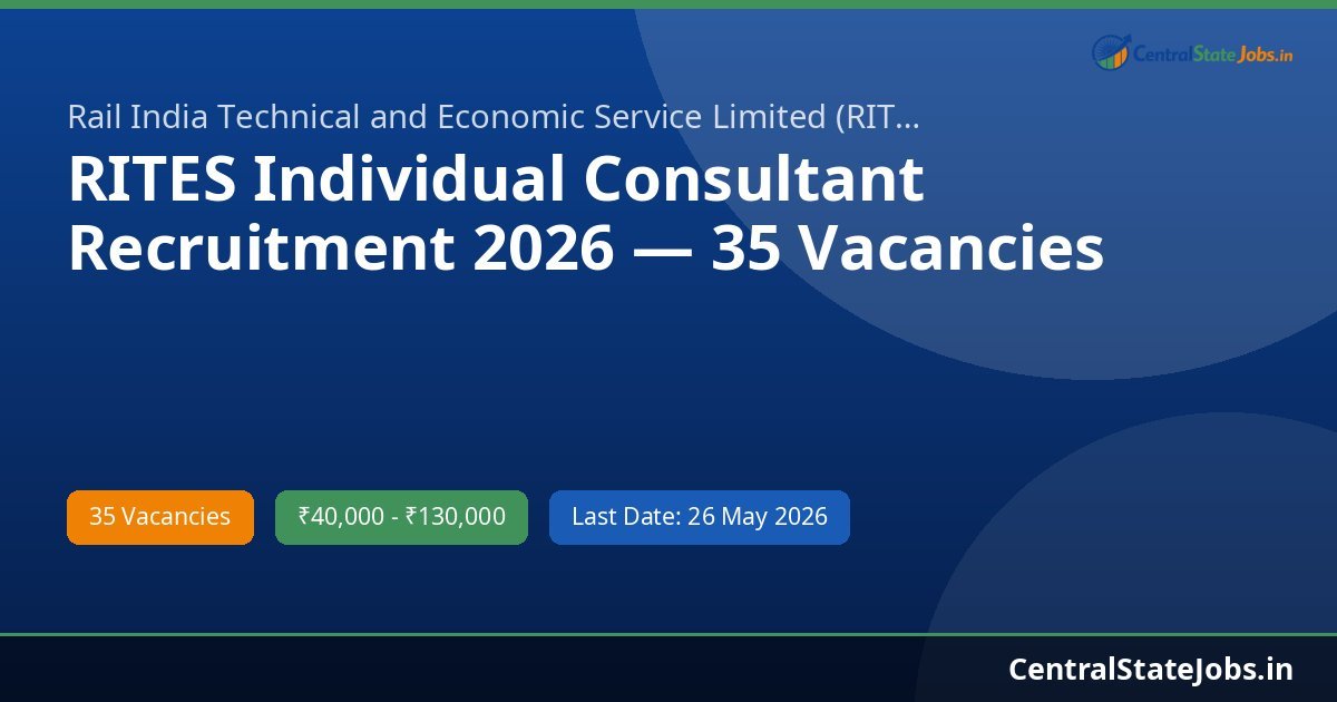 RITES Individual Consultant Recruitment 2026 — 35 Vacancies