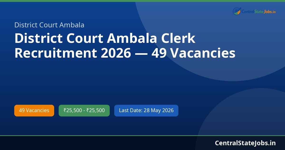 District Court Ambala Clerk Recruitment 2026 — 49 Vacancies