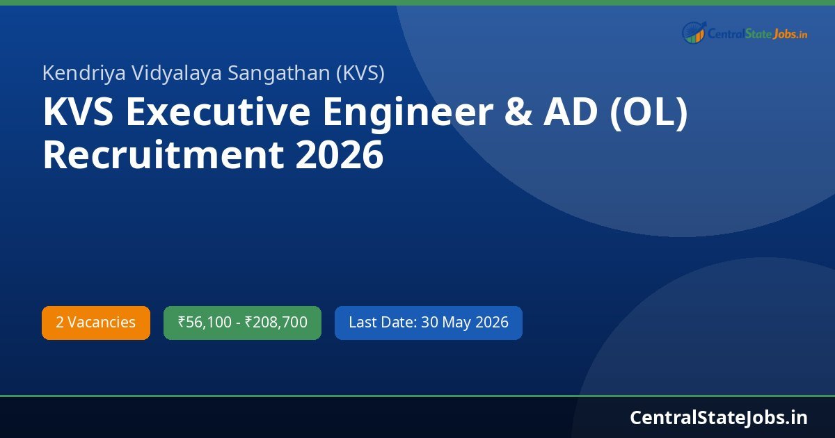 KVS Executive Engineer & AD (OL) Recruitment 2026