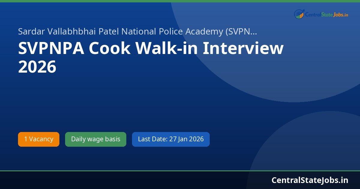SVPNPA Cook Walk-in Interview 2026