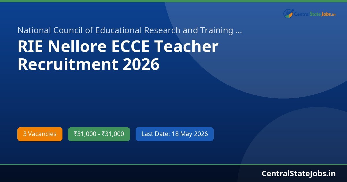 RIE Nellore ECCE Teacher Recruitment 2026