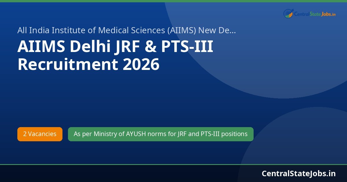 AIIMS Delhi JRF & PTS-III Recruitment 2026