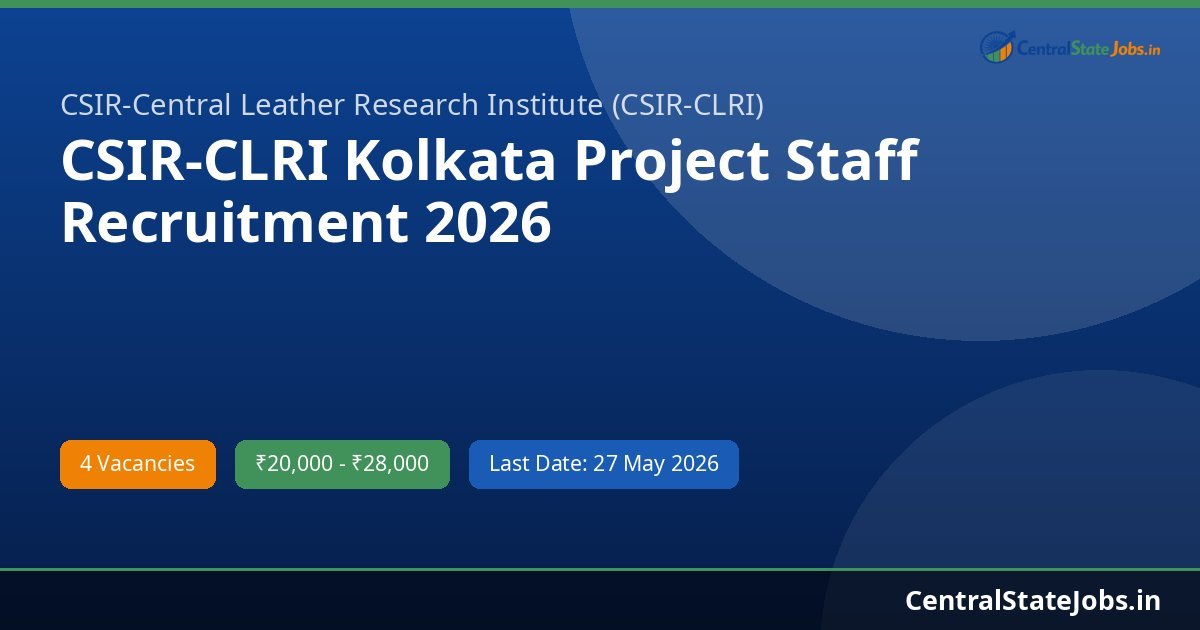 CSIR-CLRI Kolkata Project Staff Recruitment 2026