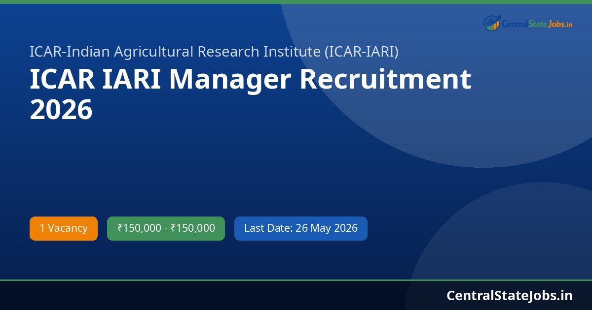 ICAR IARI Manager Recruitment 2026