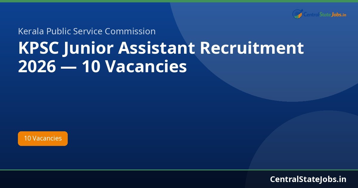 KPSC Junior Assistant Recruitment 2026 — 10 Vacancies