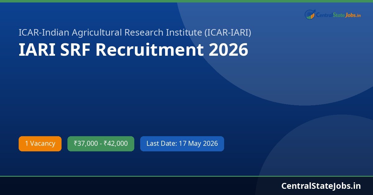 IARI SRF Recruitment 2026