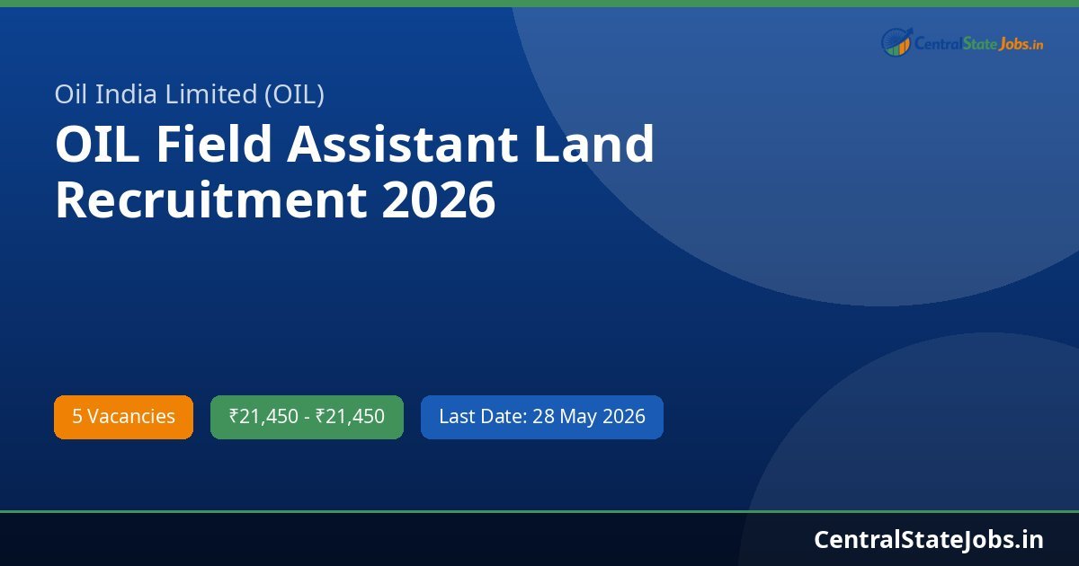 OIL Field Assistant Land Recruitment 2026