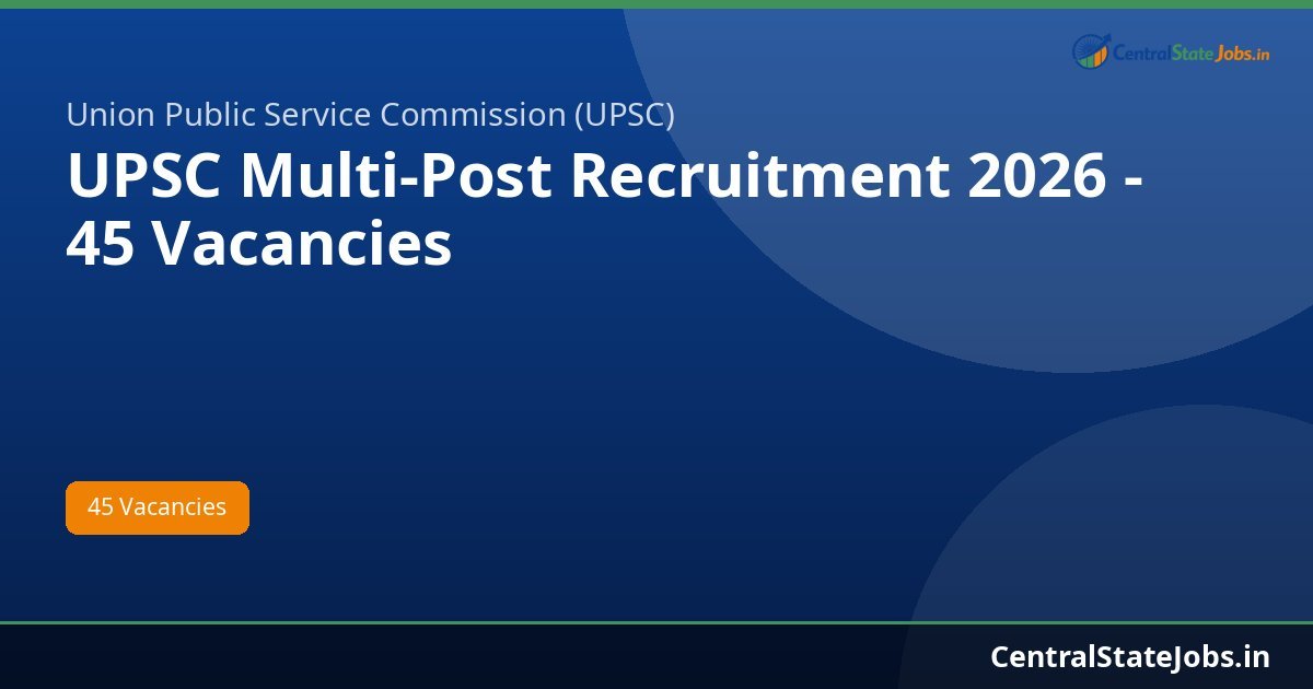 UPSC Multi-Post Recruitment 2026 - 45 Vacancies