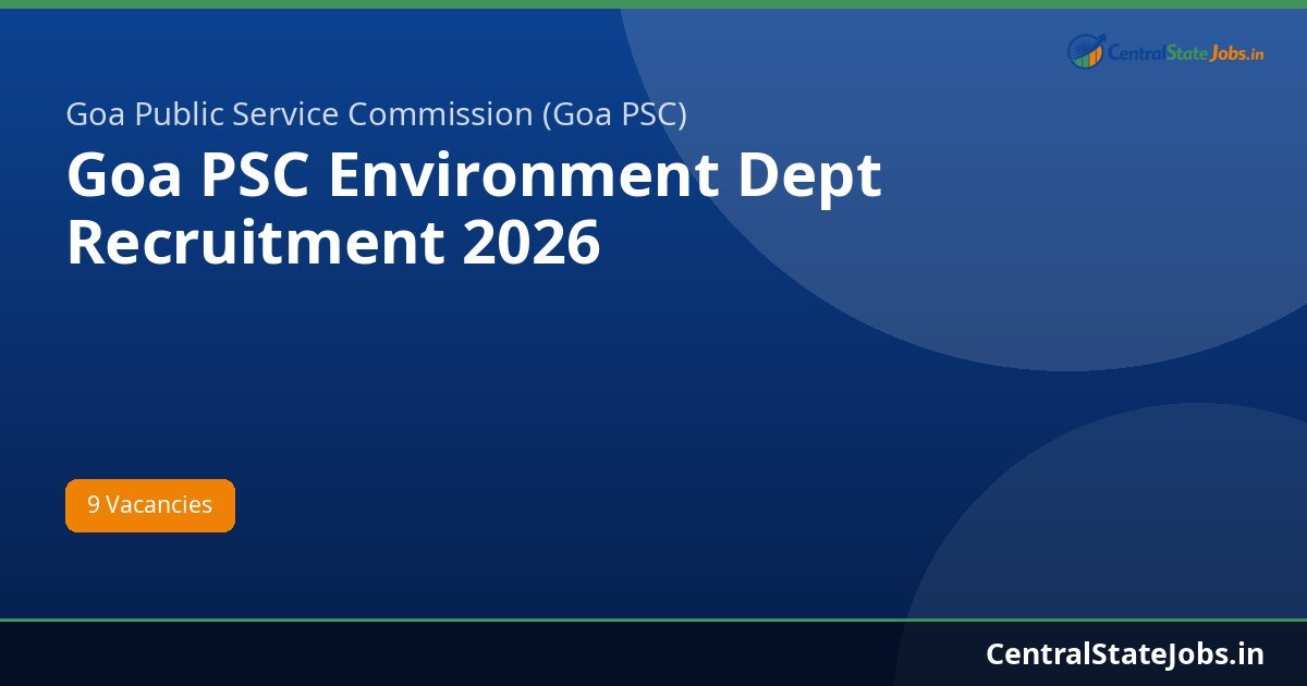 Goa PSC Environment Dept Recruitment 2026