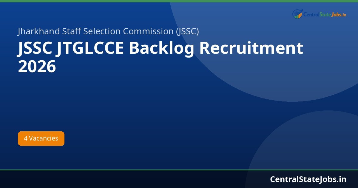 JSSC JTGLCCE Backlog Recruitment 2026