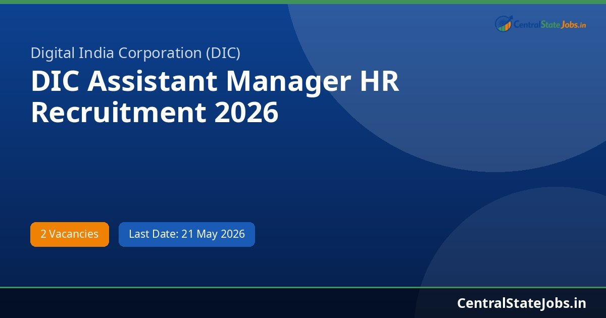 DIC Assistant Manager HR Recruitment 2026